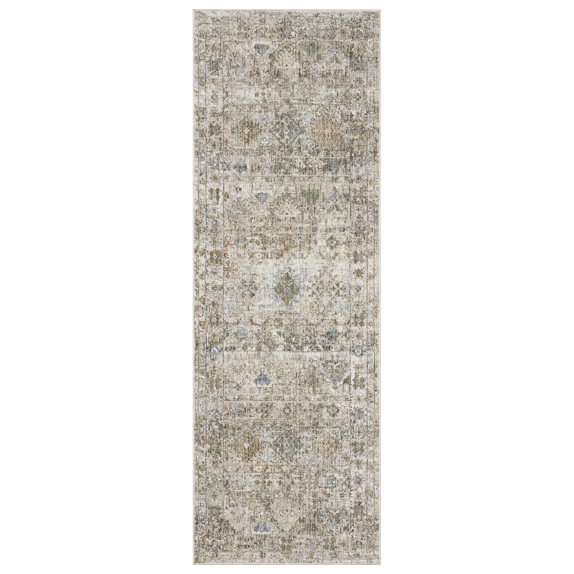 Avalon Ava05 Beige/ Blue Distressed Floral Rug