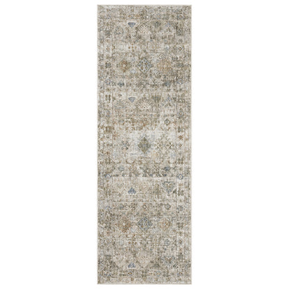 Avalon Ava05 Beige/ Blue Distressed Floral Rug