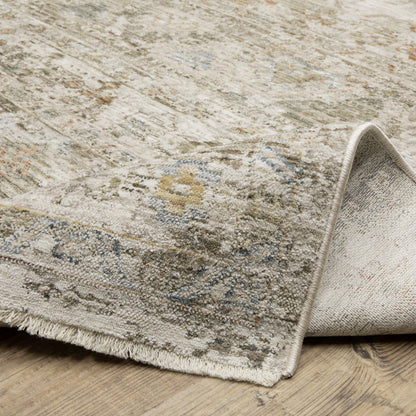 Avalon Distressed Beige/ Blue Floral Cut Pile Rug