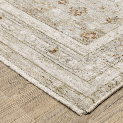 Avalon Medallion Beige/ Ivory Distressed Cut Pile Rug