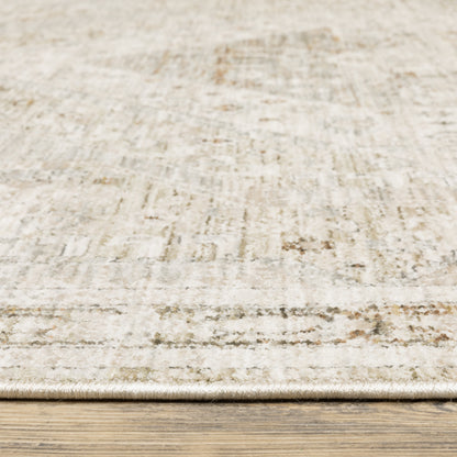 Avalon Medallion Beige/ Ivory Distressed Cut Pile Rug