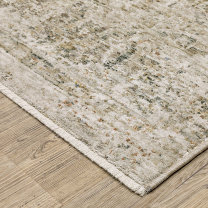 Avalon Medallion Beige/ Grey Distressed Cut Pile Rug