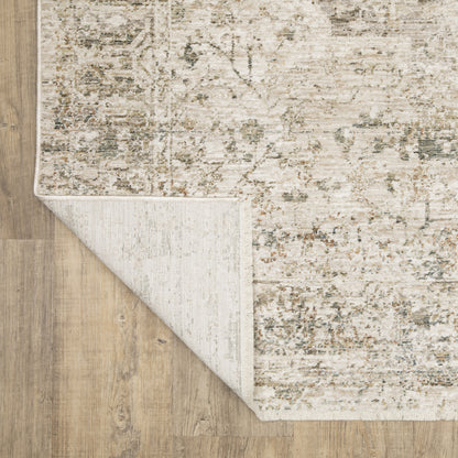 Avalon Medallion Beige/ Grey Distressed Cut Pile Rug