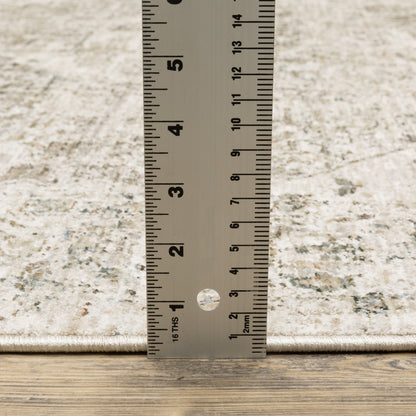 Avalon Medallion Beige/ Grey Distressed Cut Pile Rug
