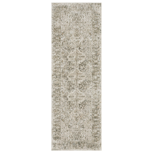 Avalon Ava08 Beige/ Grey Medallion Distressed Rug