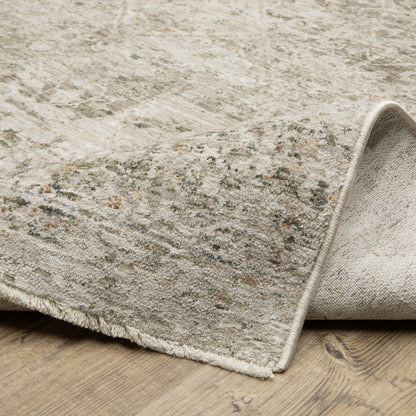 Avalon Medallion Beige/ Grey Distressed Cut Pile Rug