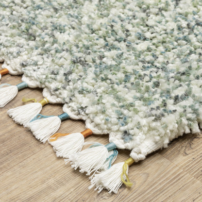 Axis Abstract Blue/ Ivory Cut Pile Rug