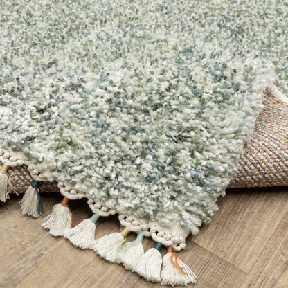 Axis Abstract Blue/ Ivory Cut Pile Rug