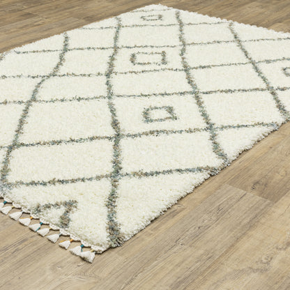 Axis Geometric Ivory/ Multi Cut Pile Rug