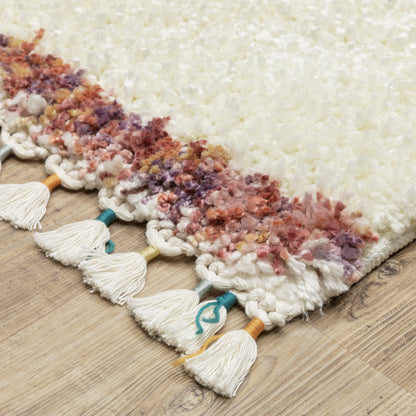 Axis Geometric Ivory/ Multi Stripe Cut Pile Rug