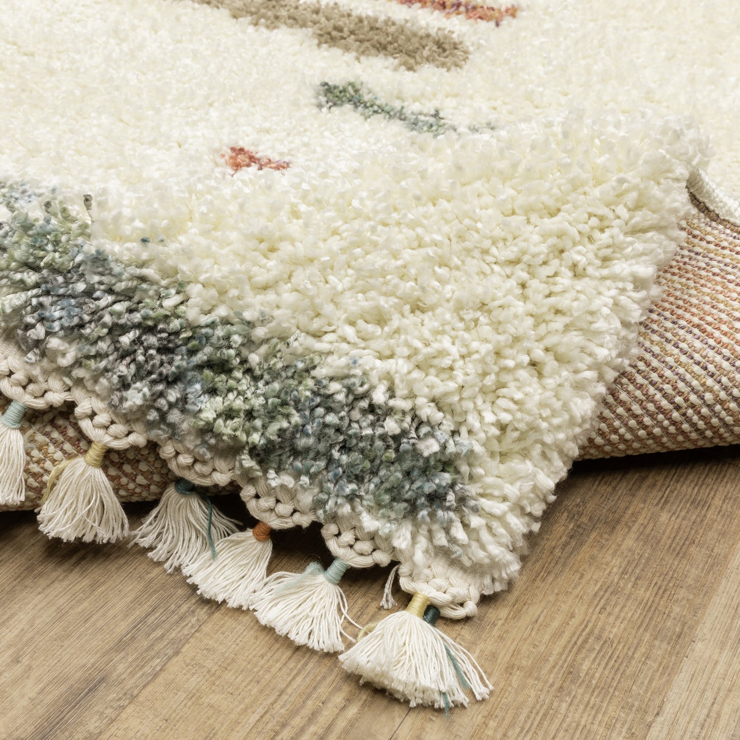 Axis Geometric Ivory/ Multi Stripe Cut Pile Rug