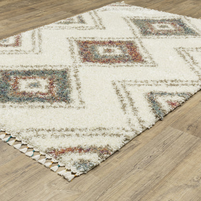 Axis Medallion Ivory/ Multi Geometric Cut Pile Rug