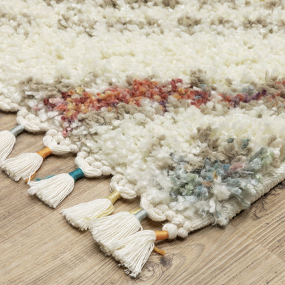 Axis Medallion Ivory/ Multi Geometric Cut Pile Rug