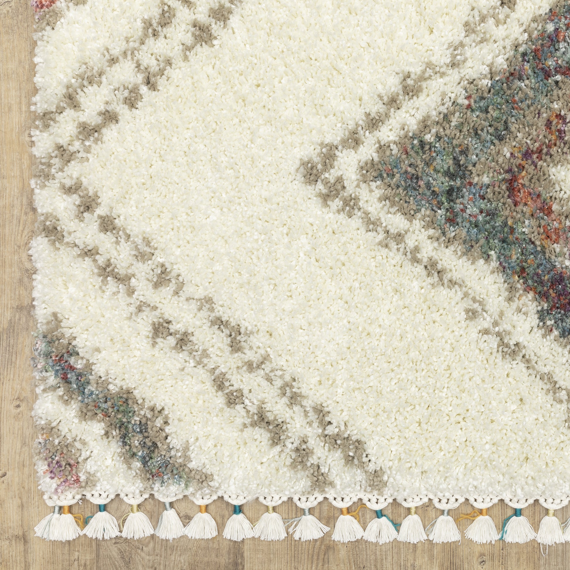 Axis Medallion Ivory/ Multi Geometric Cut Pile Rug