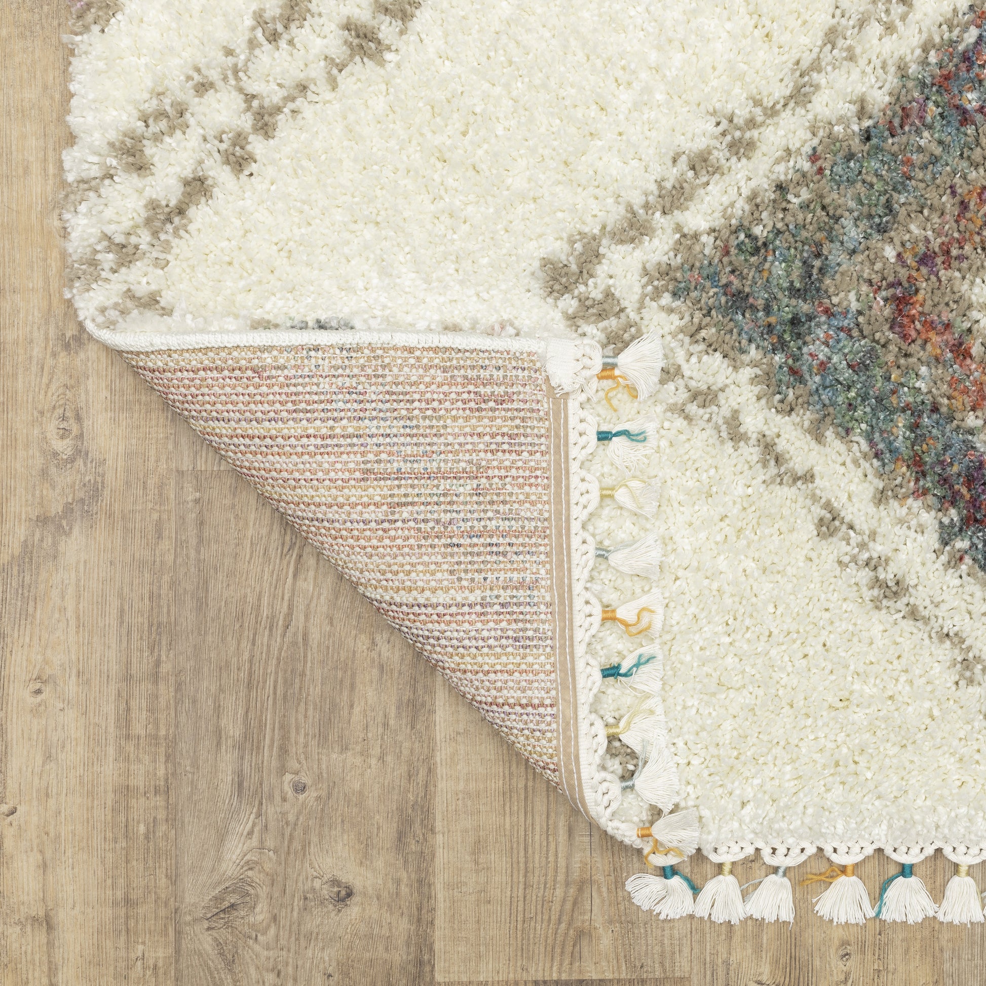 Axis Medallion Ivory/ Multi Geometric Cut Pile Rug