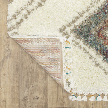 Axis Medallion Ivory/ Multi Geometric Cut Pile Rug