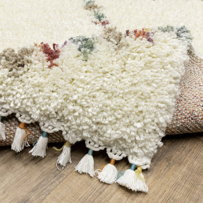 Axis Medallion Ivory/ Multi Geometric Cut Pile Rug