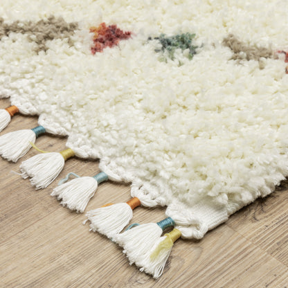 Axis Lattice Ivory/ Multi Geometric Cut Pile Rug