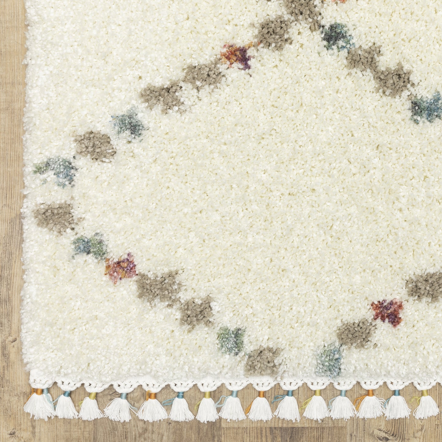 Axis Lattice Ivory/ Multi Geometric Cut Pile Rug