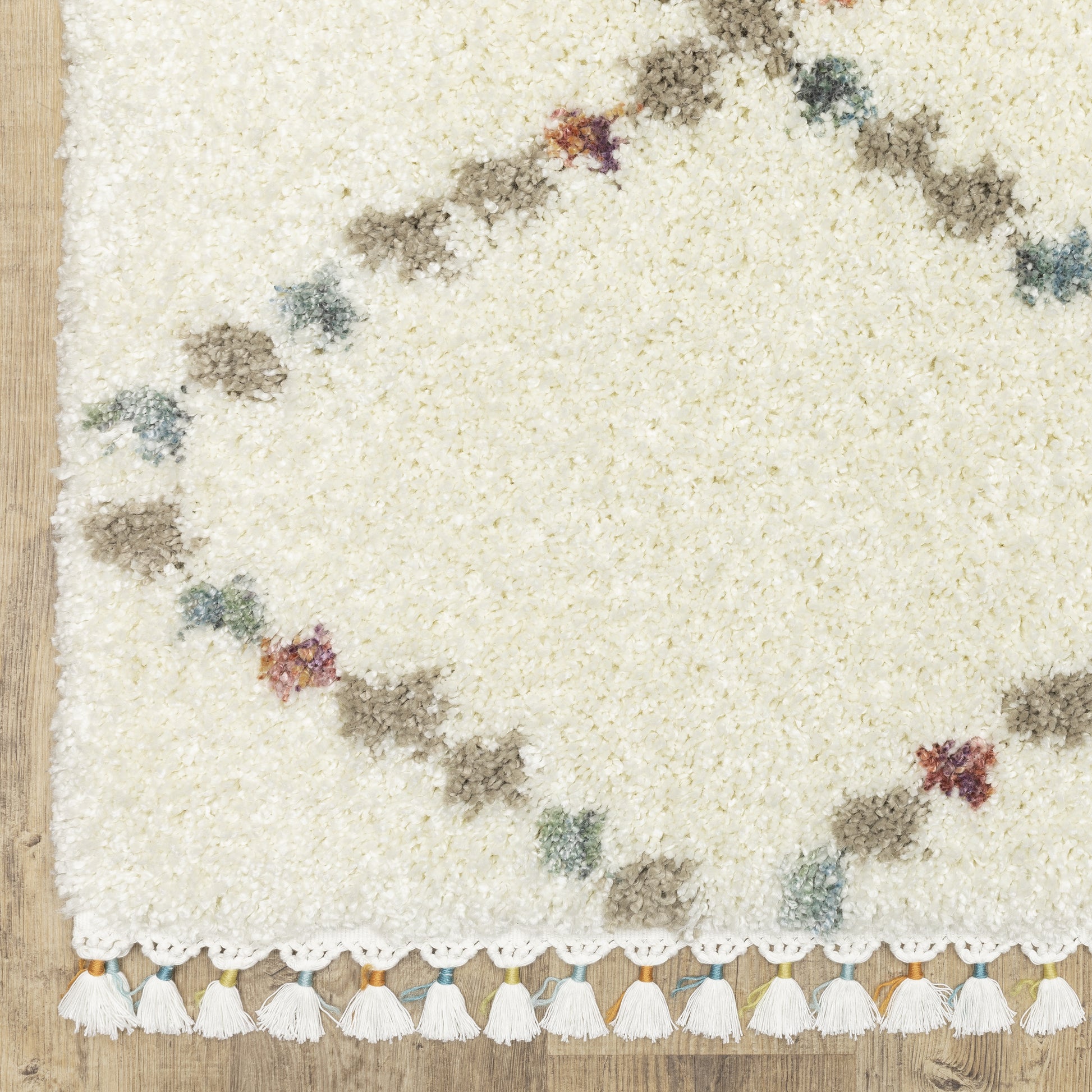 Axis Lattice Ivory/ Multi Geometric Cut Pile Rug