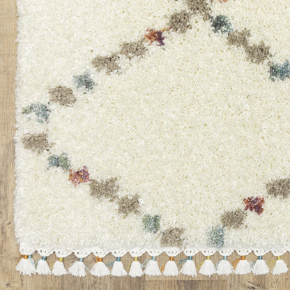Axis Lattice Ivory/ Multi Geometric Cut Pile Rug
