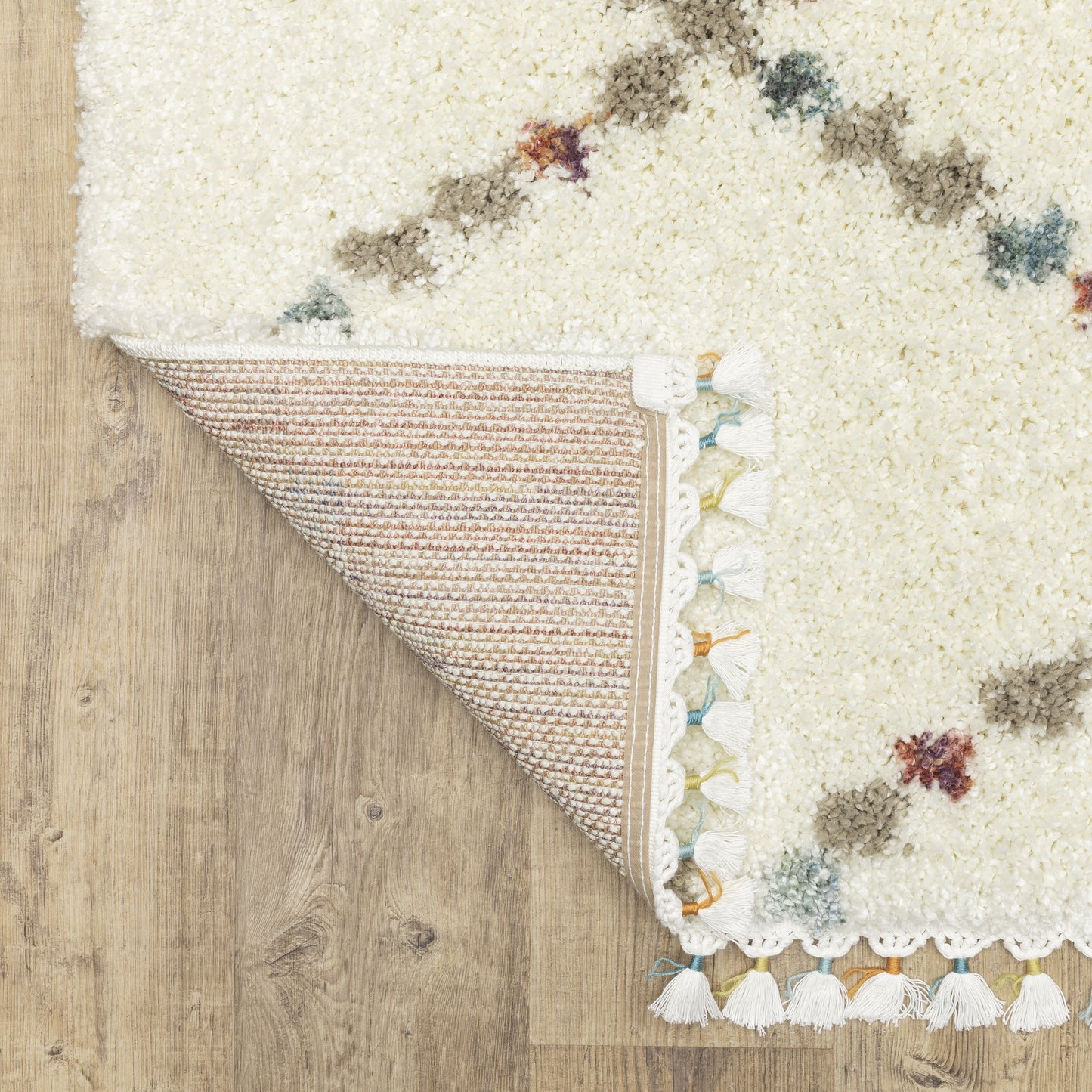 Axis Lattice Ivory/ Multi Geometric Cut Pile Rug
