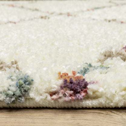 Axis Lattice Ivory/ Multi Geometric Cut Pile Rug