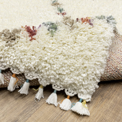 Axis Lattice Ivory/ Multi Geometric Cut Pile Rug