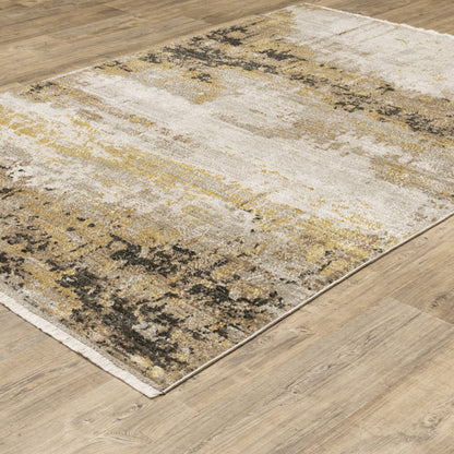 Bauer Abstract Gold/ Black Cut Pile Rug