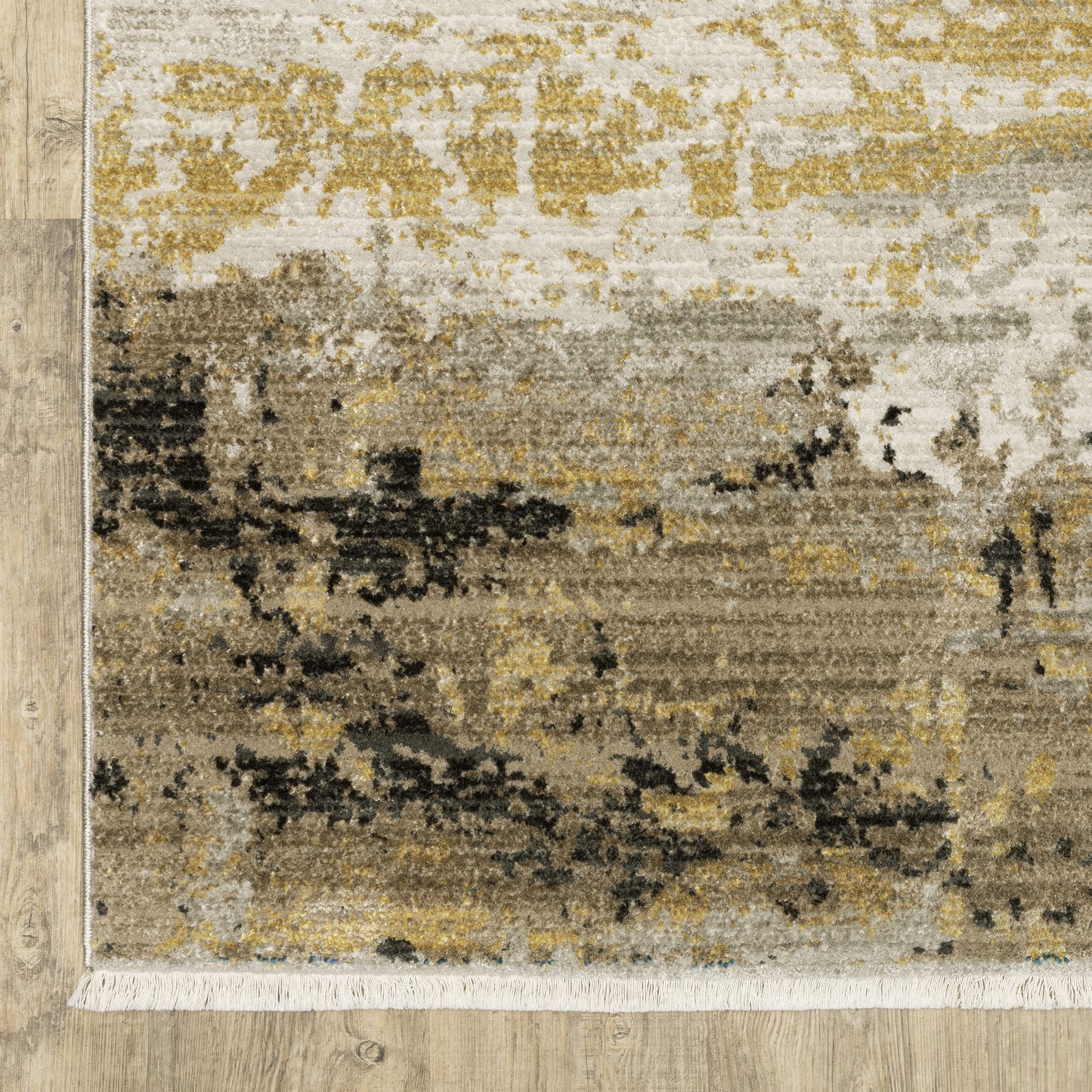 Bauer Abstract Gold/ Black Cut Pile Rug