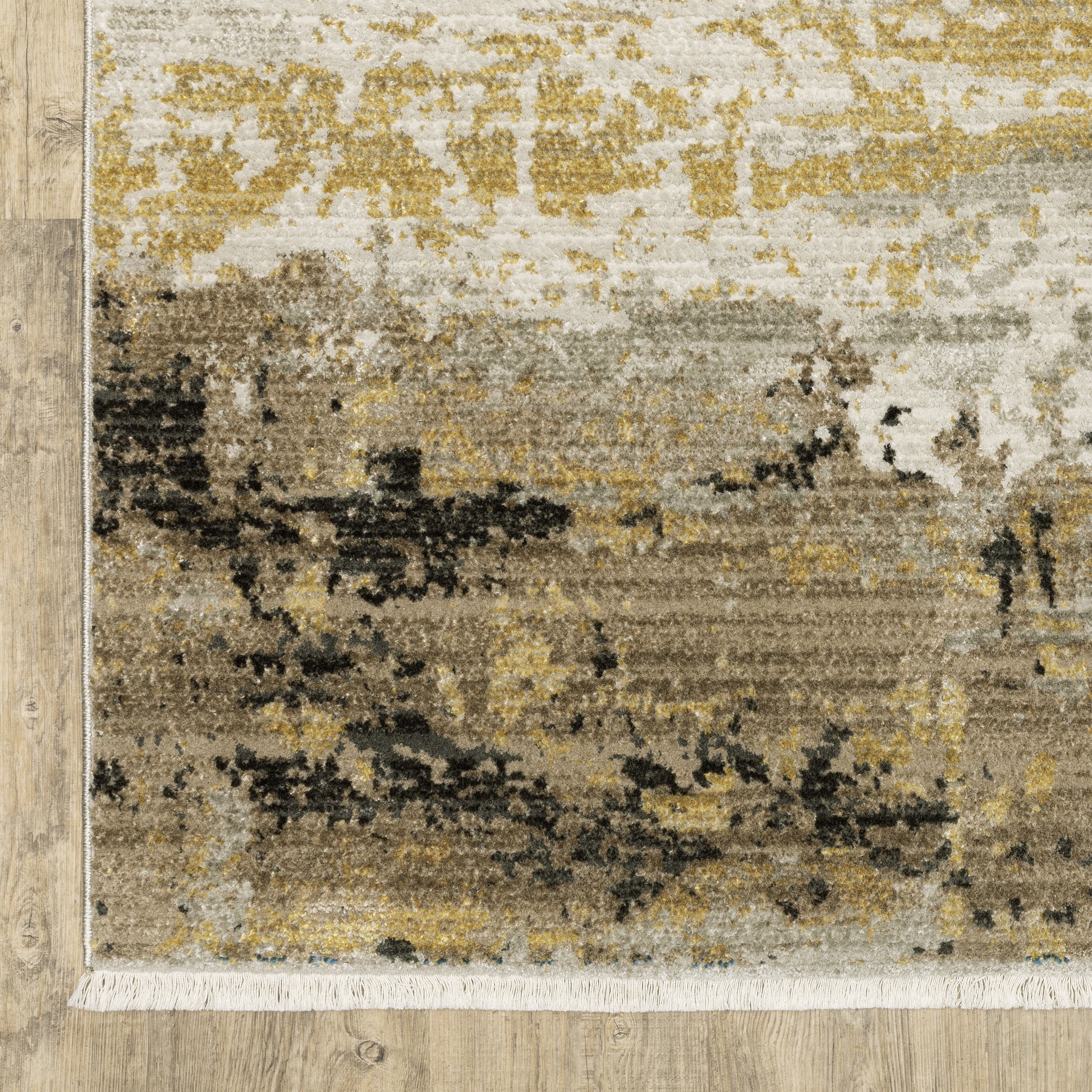 Bauer Abstract Gold/ Black Cut Pile Rug