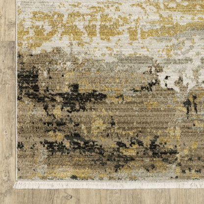 Bauer Abstract Gold/ Black Cut Pile Rug