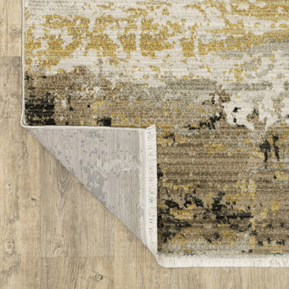 Bauer Abstract Gold/ Black Cut Pile Rug