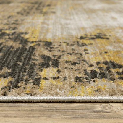 Bauer Abstract Gold/ Black Cut Pile Rug