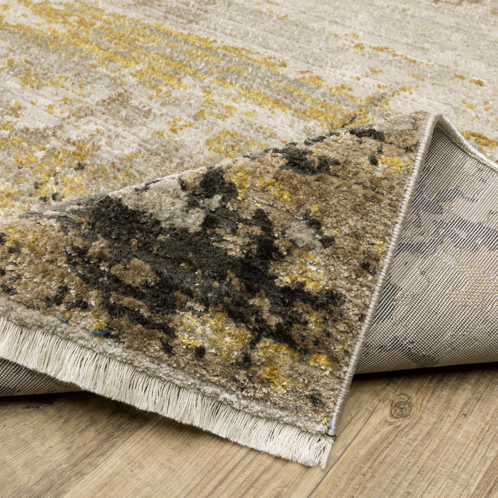 Bauer Abstract Gold/ Black Cut Pile Rug