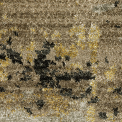 Bauer Abstract Gold/ Black Cut Pile Rug