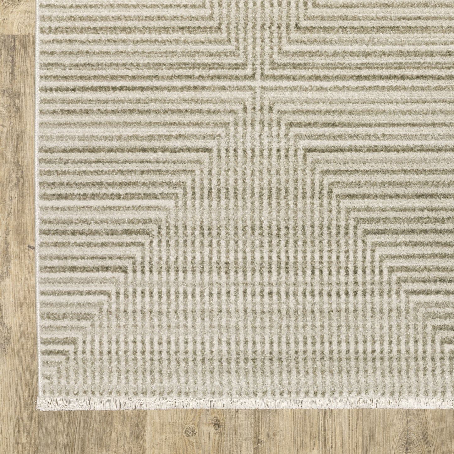 Bauer Stripe Beige/ Ivory Geometric Cut Pile Rug