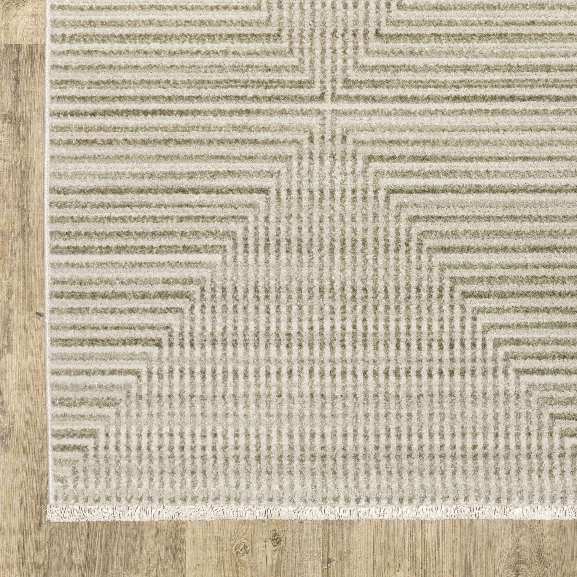 Bauer Stripe Beige/ Ivory Geometric Cut Pile Rug