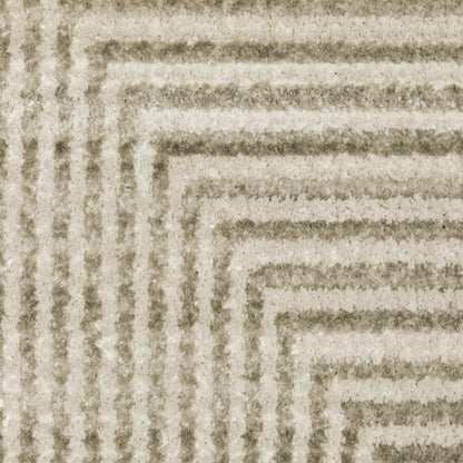 Bauer Stripe Beige/ Ivory Geometric Cut Pile Rug
