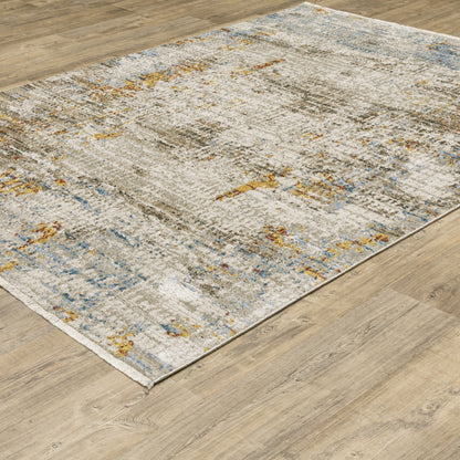 Bauer Distressed Beige/ Multi Abstract Cut Pile Rug