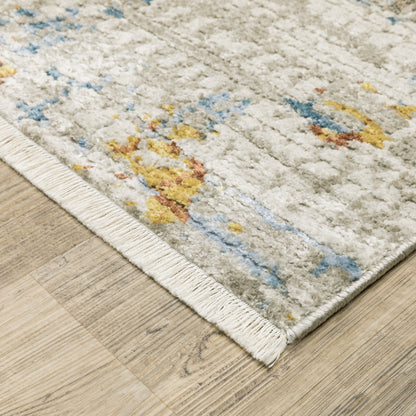 Bauer Distressed Beige/ Multi Abstract Cut Pile Rug