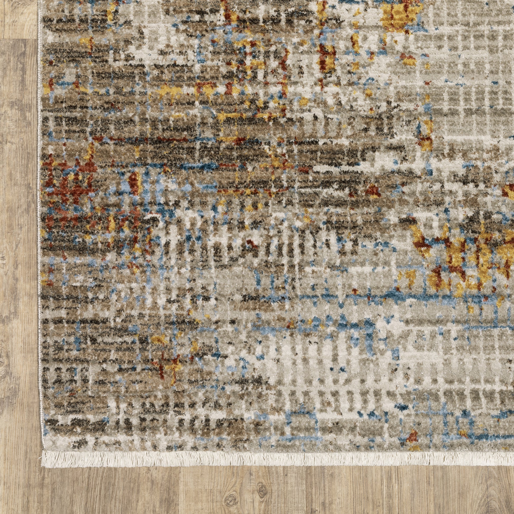 Bauer Distressed Beige/ Multi Abstract Cut Pile Rug