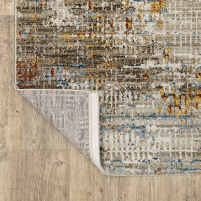 Bauer Distressed Beige/ Multi Abstract Cut Pile Rug