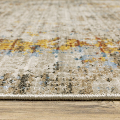Bauer Distressed Beige/ Multi Abstract Cut Pile Rug