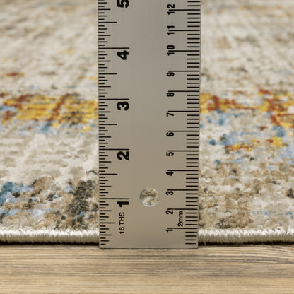 Bauer Distressed Beige/ Multi Abstract Cut Pile Rug