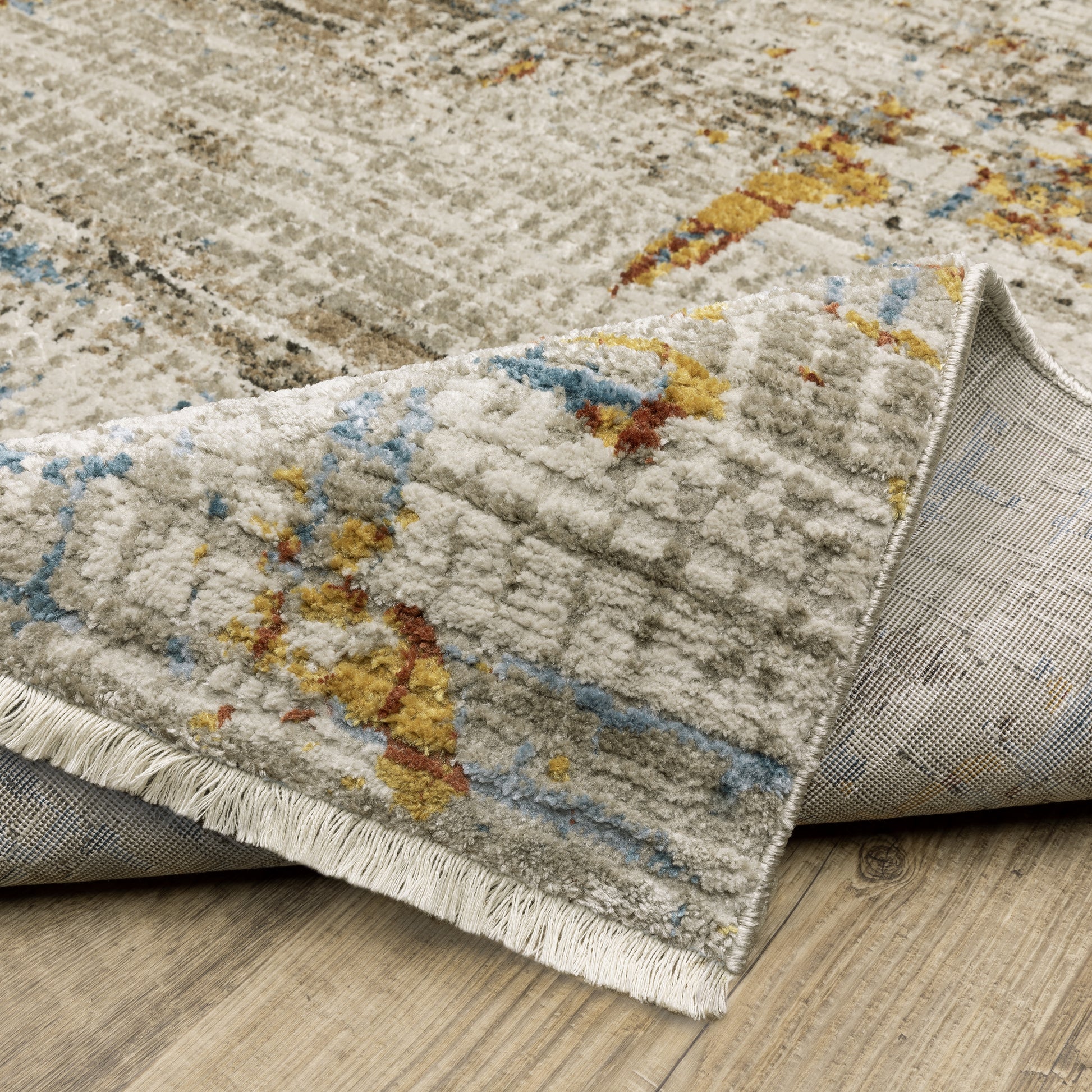 Bauer Distressed Beige/ Multi Abstract Cut Pile Rug