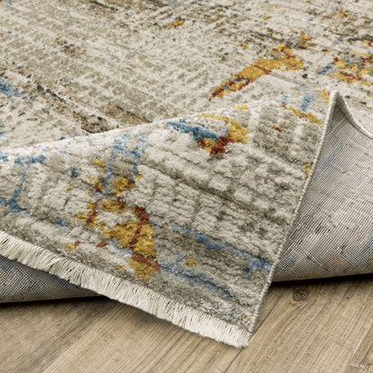 Bauer Distressed Beige/ Multi Abstract Cut Pile Rug