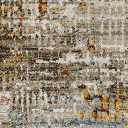 Bauer Distressed Beige/ Multi Abstract Cut Pile Rug