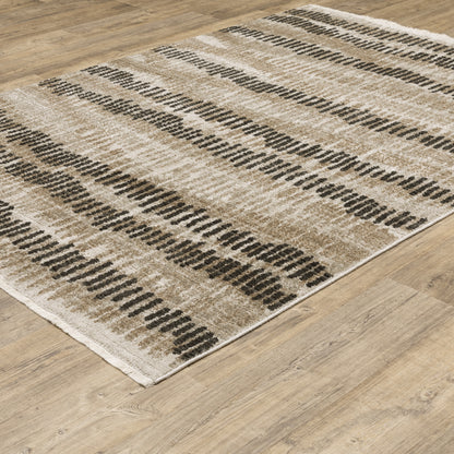 Bauer Abstract Beige/ Charcoal Cut Pile Rug