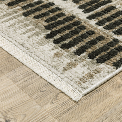 Bauer Abstract Beige/ Charcoal Cut Pile Rug